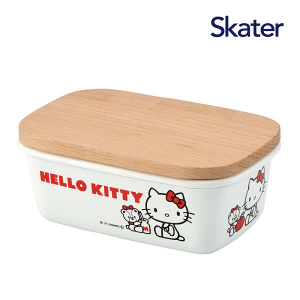 ホーローバターケース 木蓋付き KT&amp;タイニーチャム[スケーター]【ENBT5-566783】 ◇■◇■◇おすすめポイント◇■◇■◇●味や香りを変えにくいホーロー製のバターケース●木製の蓋付き●可愛いキティちゃんのイラスト付き
