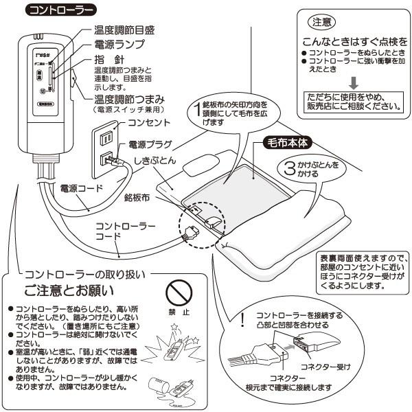 ユアサプライムス 電気毛布 YCB-PF50V(B) ブラウン 80×130cm 洗える
