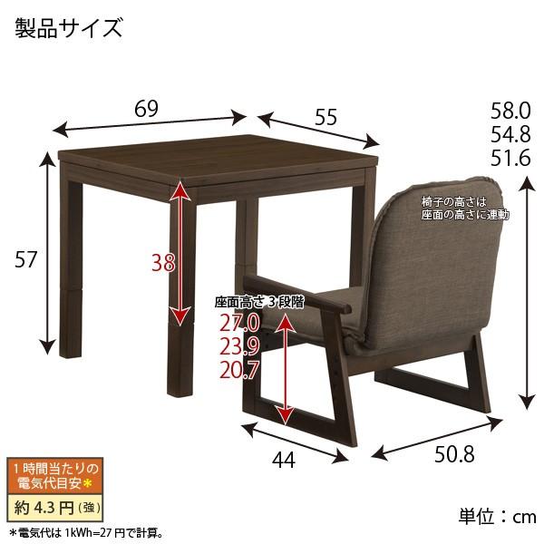 ユアサプライムス お一人様用 こたつ なごみ NGM-N69DLH(MB) 69×55