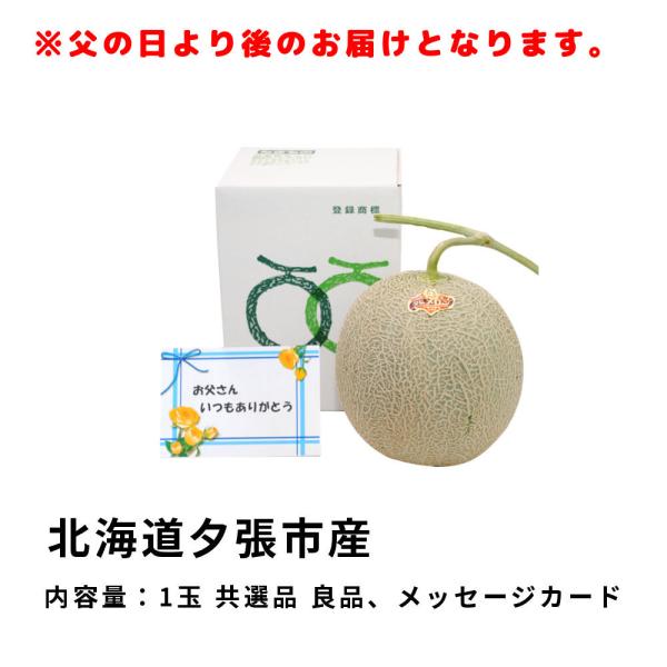 遅れてごめんね 父の日夕張メロン 1玉 1.3から1.6kg 前後 共選品 良品 メッセージカード付き お取り寄せグルメ