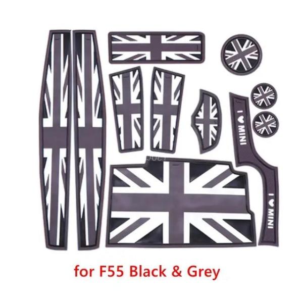 BMW ミニクーパー F55 専用設計 ドリンクホルダー コースター マット フルセット クーパーS クラブマン JCW for F55 Black Grey