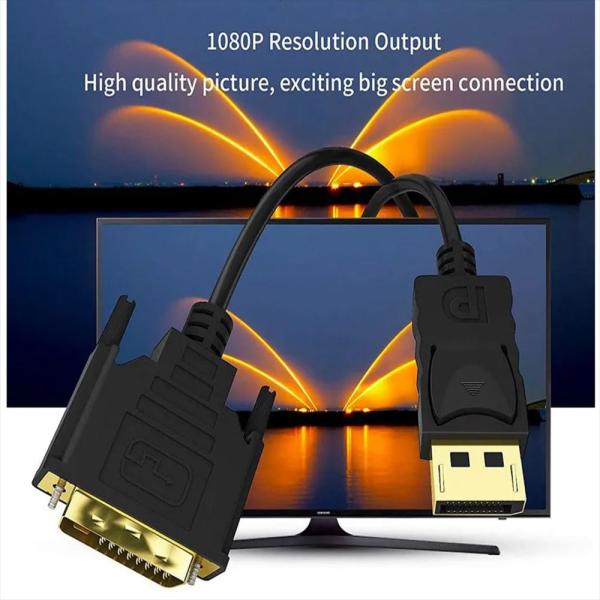 DisplayPort to DVI-D（DVI24pin）変換ケーブル モニター用 1.8m ブラック
