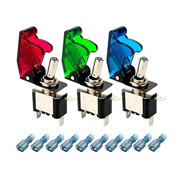 Kiligen 3個 12V-24V 20Aミサイルスイッチトグルスイッチ オン/オフSPST 3極タイプトグルロッカー スイッチ LED搭載( :aa529cfe44a:ゆがふ堂本舗 通販 Kiligen 4個 12V-24VDC 10A配線済み防水丸型ロッカートグルスイッチ、LEDインジケータ付き、3ピンSPST ON-OFF