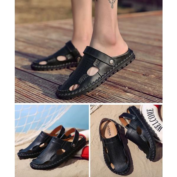 サンダル 本革 スリッパ メンズ ビーチサンダル 男性 履き心地の良い 紳士靴 カジュアル ベルト ストラップ 散歩 おしゃれ 店 優品 セール