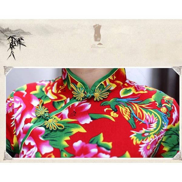 チャイナドレス 半袖 ロング 花柄 スカート 体型カバー チャイナ服 ワンピース 公式通販 Yuhin エレガント パーティードレス ドレス 優雅