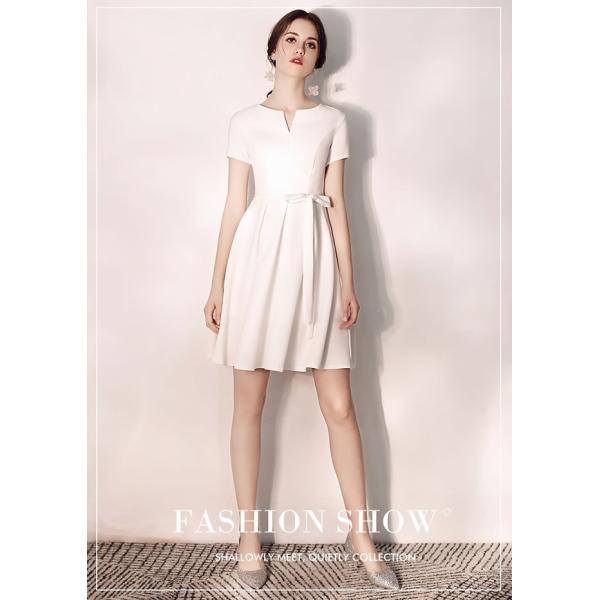 ドレス 結婚式 披露宴 二次会 パーティードレス お呼ばれ ワンピース 大きいサイズ 膝丈 着痩せ 発表会 半袖 永遠の定番 Yuhin