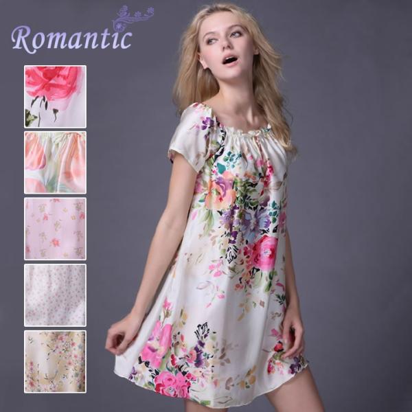 シルクパジャマ レディース 女性用 夏 秋 上質 シルクネグリジェ ナイティー ワンピース ドッキングワンピースパジャマ 優品