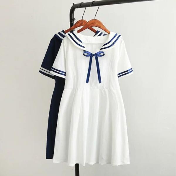 森ガール ワンピース セーラー襟 セーラー風 半袖 ワンピ リボン 学生 制服 春 セーラーワンピース 夏 白ライン Aライン ひざ丈 Buyee Buyee 提供一站式最全面最專業現地yahoo Japan拍賣代bid代拍代購服務 Bot Online