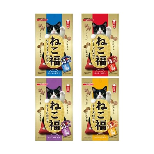 ペットライン　ねこ福　猫　おやつ　4種セット シーフード ビーフ チキン チーズ 各種3g×14袋入  【懐石ごほうびにリニューアル】