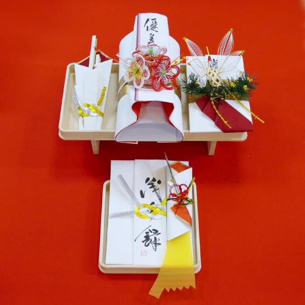 結納品セット 3品 結納金と指輪と末広（長熨斗と目録と毛氈付き