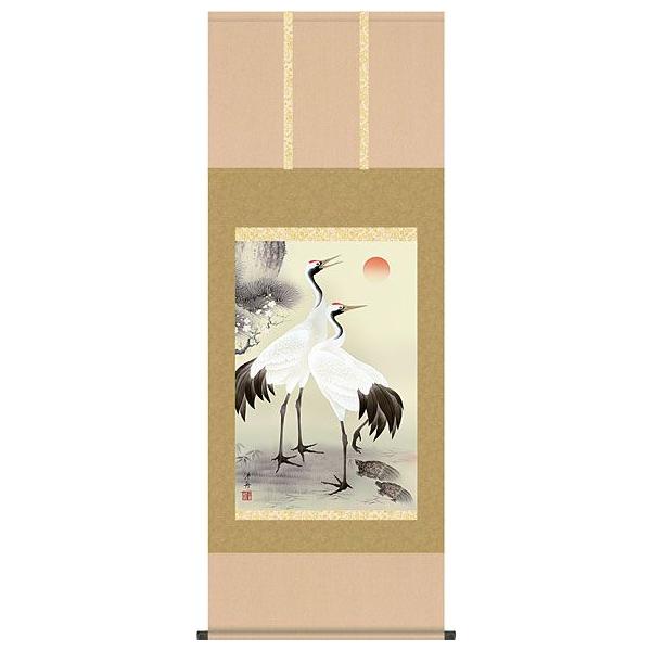 【掛け軸】絹本　湖畔の春　米亭 掛け軸】絹本 湖畔の春 米亭 湖畔春雨図 新画・古美術掛軸（掛け軸）