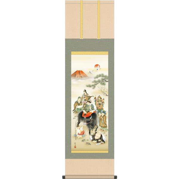 十二支　掛け軸　酉 掛軸 (掛け軸) 2021年干支 七福吉祥牛図 長江桂舟（尺五立・桐