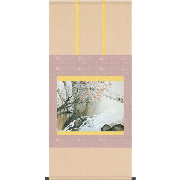 掛軸 (掛け軸) 春潤 川合玉堂 尺五横 約横54.5cm×縦115cm g4776