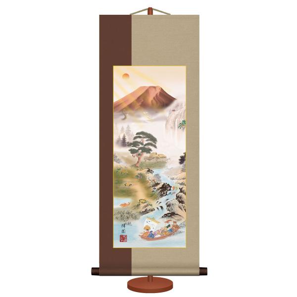 掛け軸　神 掛軸 (掛け軸) 和風モダン掛 開運四神山水 山本祥園 約横31cm×縦