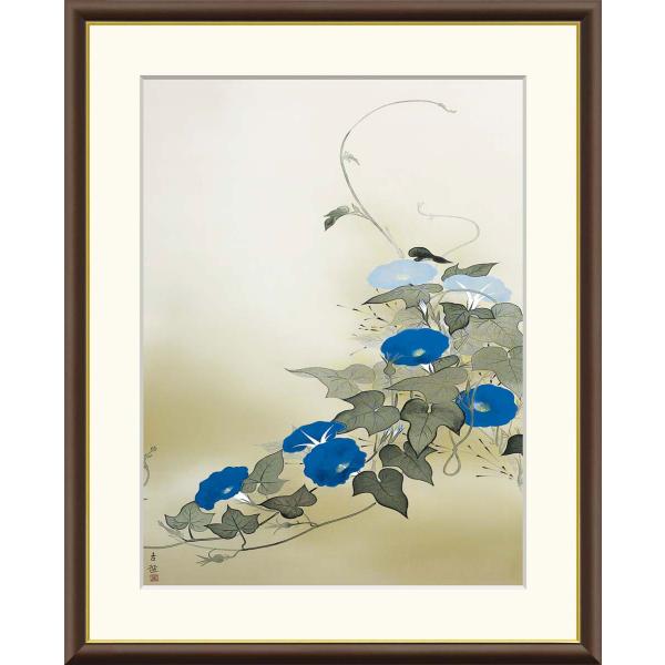 小林古径 朝顔 （F8サイズ）（紐・フック付） 日本の名画 約縦61×横49.5cm インテリアアート（額絵） 伝統の日本画 g8568 J2-042 額入り アート リビング 玄関