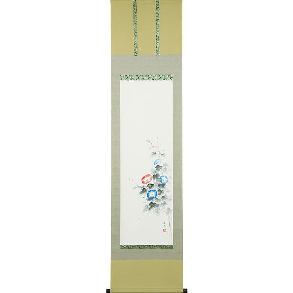 掛軸 (掛け軸) 夏用 朝顔 中谷文魚 半切立 約横47cm×縦190cm