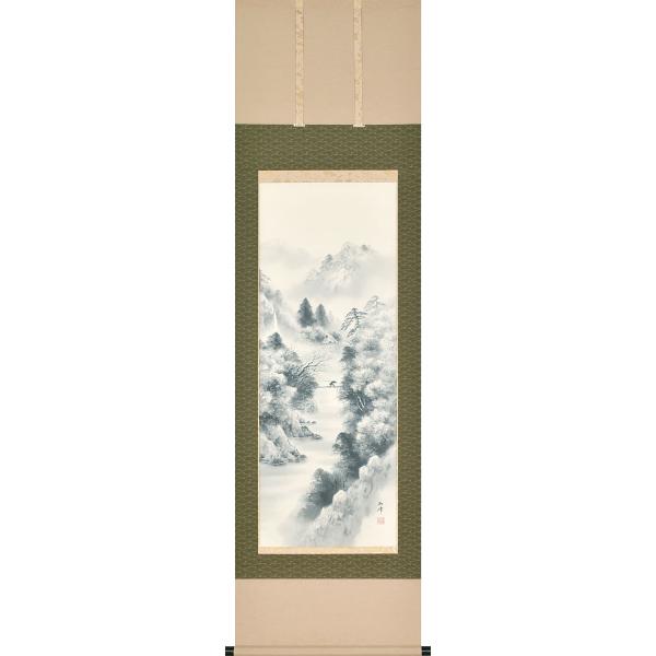【真作】藤田友閑/富士山水図/横物/掛軸/名家伝来/Z-989 真作/高橋暉山/鯉図/魚図/花鳥図/横物/掛軸☆宝船☆AJ-664の通販