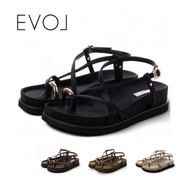 EVOL イーボル 軽量 厚底クロスストラップトングサンダル JA5908 レディース シューズ カジュアル 厚底 クロスストラップ サンダル 美脚効果 旅行 リゾート