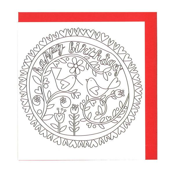 グリーティングカード 塗り絵 誕生日 バースデー メッセージカード 赤 おしゃれ 花柄 フラワー 輸入雑貨 Col002 ユージニアyh 通販 Yahoo ショッピング