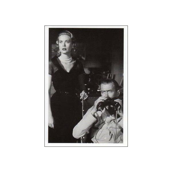 ポストカード グレース・ケリー 女優 ジェームズ・スチュ アート 男性俳優 裏窓 映画 モノクロ写真