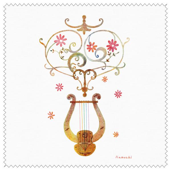 クリーニングクロス 山田和明 ハープの調べ 150×150mm メガネ拭き レンズクリーナー 絵本作家 水彩画 ミュージック 音楽 楽器