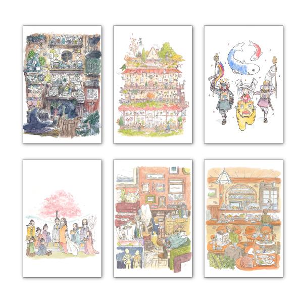 ポストカード6枚セット かわいみな 100×150mm イラストレーター
