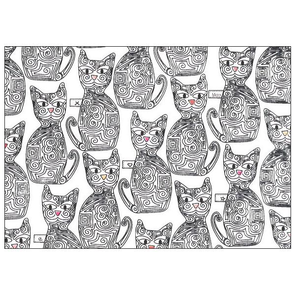 ポストカード イラスト シルバー猫 箔押し加工あり メッセージカード フランス製
