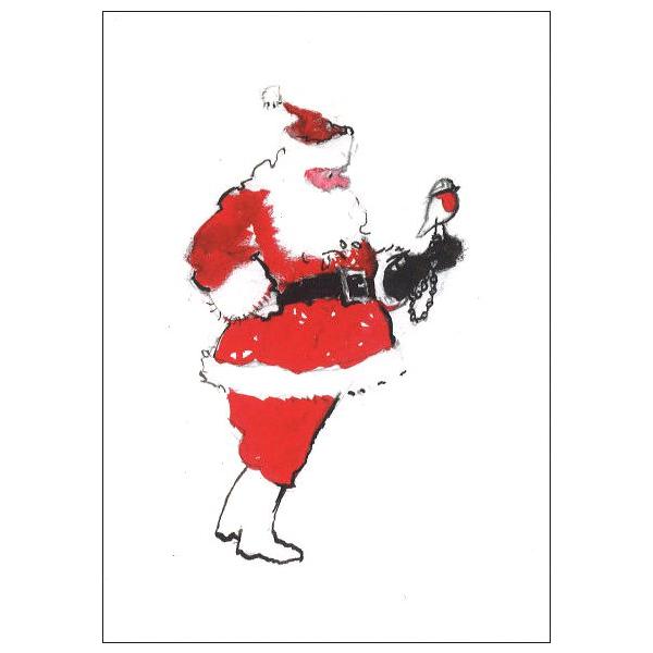 ポストカード クリスマス アダムソン サンタ、ロビンで鷹狩り 148×105mm メッセージカード 郵便はがき アート