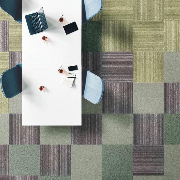 (カットサンプル) タイルカーペット 店舗施設用 ニューテック ストライプ 選べる6カラー シンコール SQ PRO 2025-2028 TES1201〜TES1206（約25cm正方形）