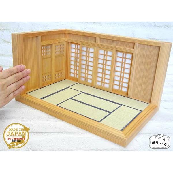 和風ドールハウス-18 ミニ和室7.5畳-Ｌ型 板壁（1/16スケール）木製 ベイスギ 無塗装 横幅32.0cm 日本製 日本人職人手作り品 匠の技 指物 ミニチュア オリジナル