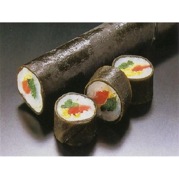 ●白身魚と金時人参、わらび、菊花を龍皮昆布で巻き、食べやすい甘酢味で仕上げた酢の物です。●色合い、味ともに非常にバランスが良く、おせち料理には欠かせない一品です。●おせち料理に、前菜・八寸に・・　半解凍で切り出してお使い下さい。原　料：パン...