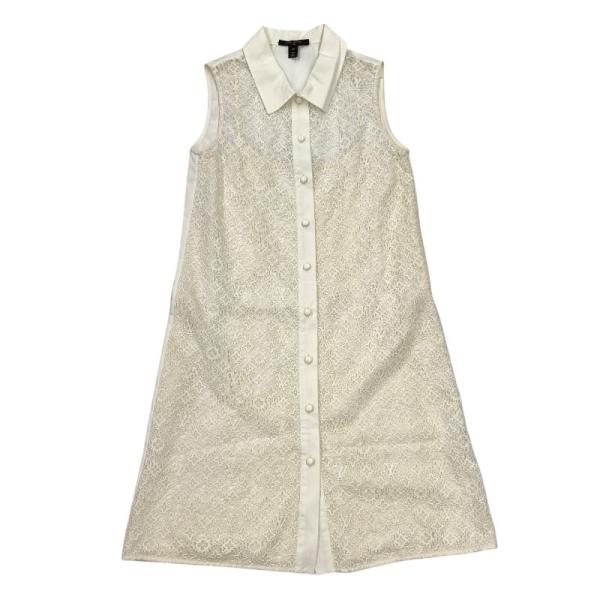 LOUIS VUITTON - 【LOUIS VUITTON】ルイ・ヴィトン レース  モノグラム刺繍 RW121W 半袖シャツ レディース ワンピース 前ボタン トップス サイズ34 LOUIS VUITTON 【LOUIS VUITTON】ルイ・ヴィトン レース