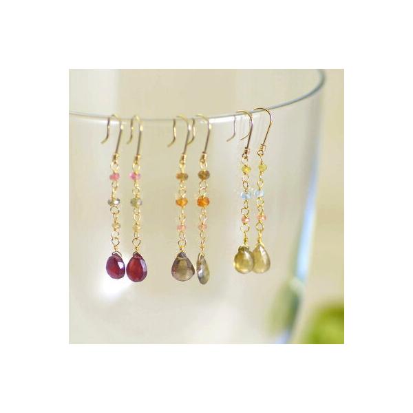 K18 マルチ サファイア ロング ピアス : ユキコ オオクラ 大倉珊瑚店