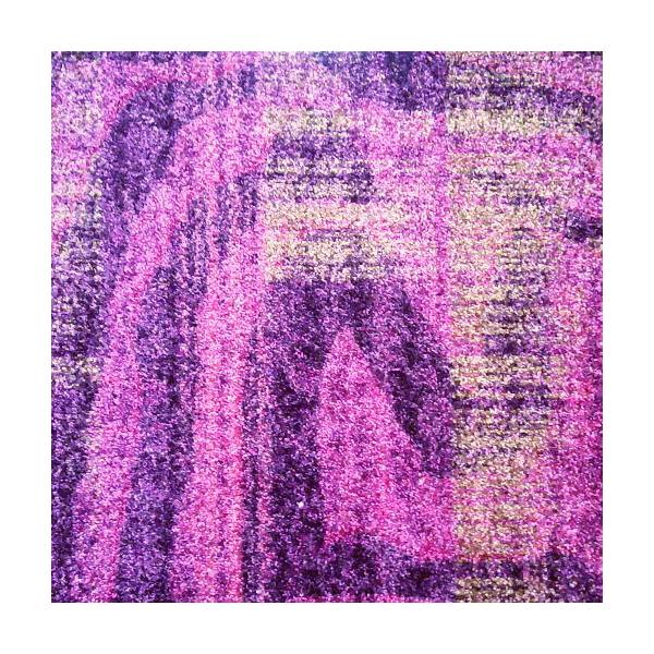 タイルカーペット50×50cm　カットパイル16枚セットETV83パープルピンクとブラックとイエローの混在柄