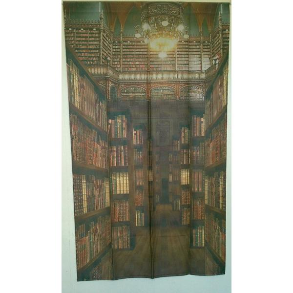 オールドライブラリー柄のれん幅85　x丈150cm マルチタペストリー・間仕切り・OLD LIBRARYのれんM-5822-BR-furu
