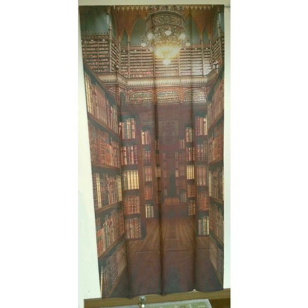 オールドライブラリー柄のれん幅85　x丈180cm マルチタペストリー・間仕切り・OLD LIBRARYのれんM-5823-BR-furu
