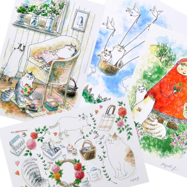 猫のポストカード Cat Chips キャットチップス ポストカード 吉沢深雪