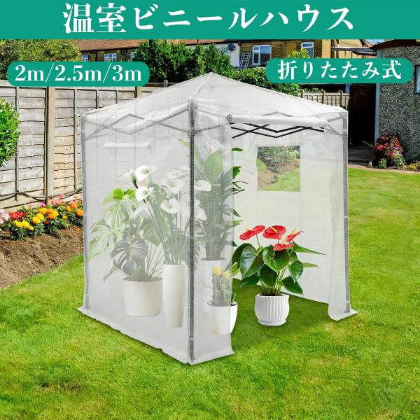 ビニール温室 折りたたみ 2m/2.5m/3m 農業ビニールハウス 大型 組立簡単 高さ調整 家庭菜園 ガーデンハウス 防寒 グリーンハウス