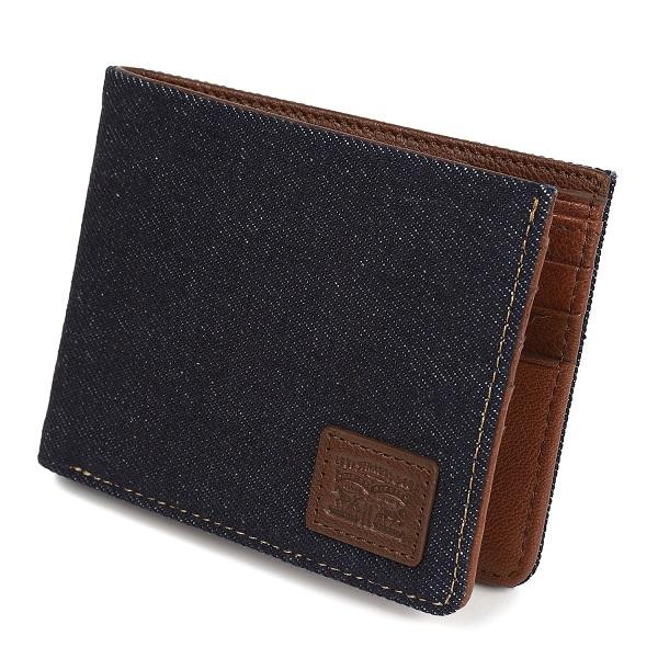 Levi's（リーバイス） メンズ財布 Levi's 2つ折り ブルー デニム× 牛革