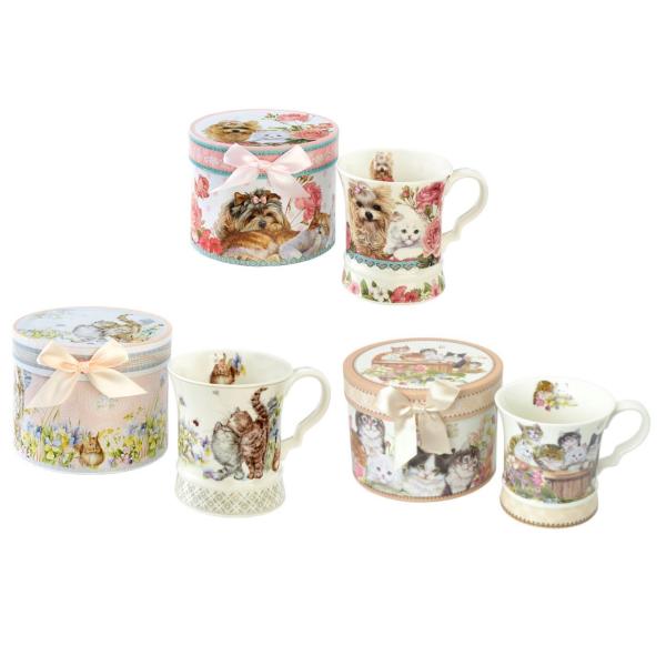 マグカップ ギフトボックス入り ネコ キャット 犬 ロイヤルアーデン ネコ雑貨 キッチン雑貨 食器 コップ 陶器 ギフト プレゼント かわいい