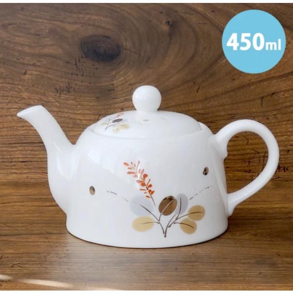 急須 ポット ティーポット 茶こし付き 底広 金彩萩 450ml 日本製 美濃焼 キッチン雑貨 茶器 陶器 シンプル 特価