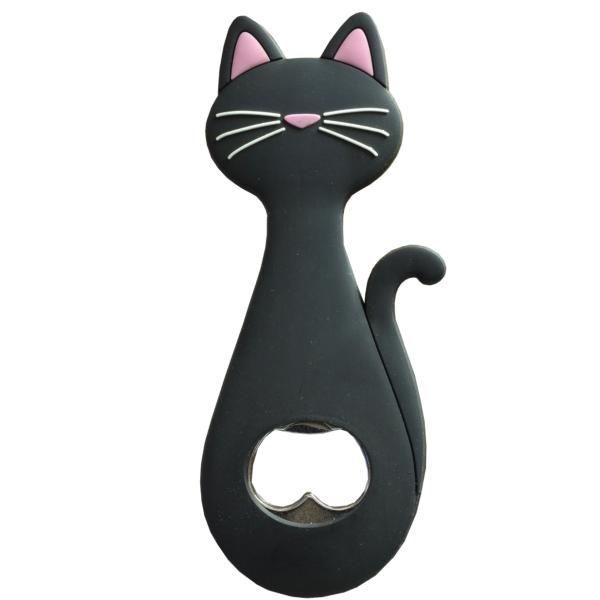栓抜き ねこ ネコ 黒ネコ ネコ雑貨 マグネット ブラック キッチン雑貨 かわいい 飲み物 オープナー