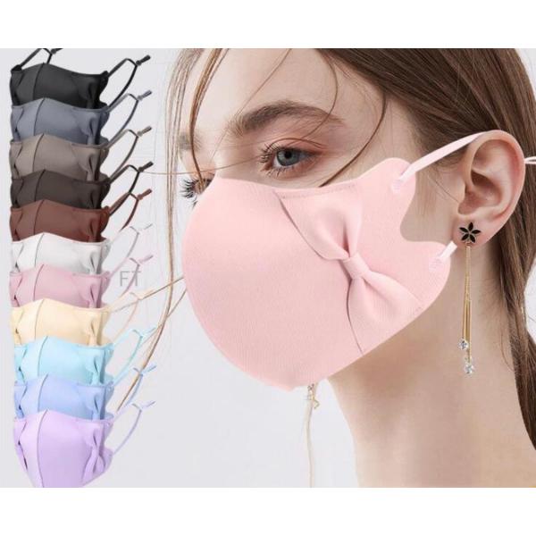 マスク リボン 洗える かわいい おしゃれ UVカット 3D 立体 耳紐調整 レディース 女性