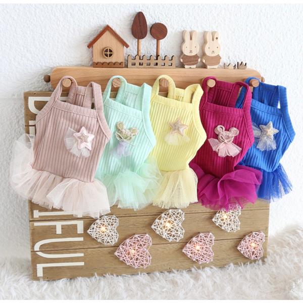 犬服 犬の服 ワンピース キャミワンピ かわいい チュールレース XSサイズ ドッグウェア ペット おしゃれ 春夏