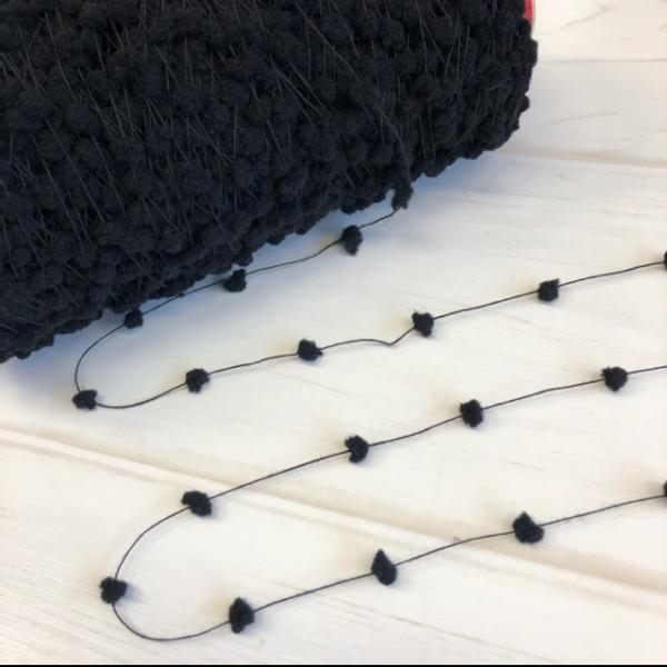 ブラックポンポン♪ 紙管込およそ130g :BC016:夢の糸工房JUJU 通販 きらきらゴールドラメ およそ紙管込80g