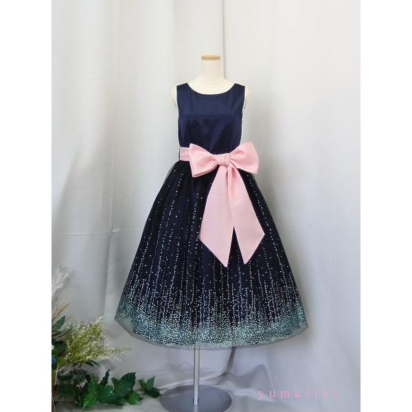 ゆめりすと ミルキーウェイ ネイビー ミドル丈 170：演奏会発表会用  