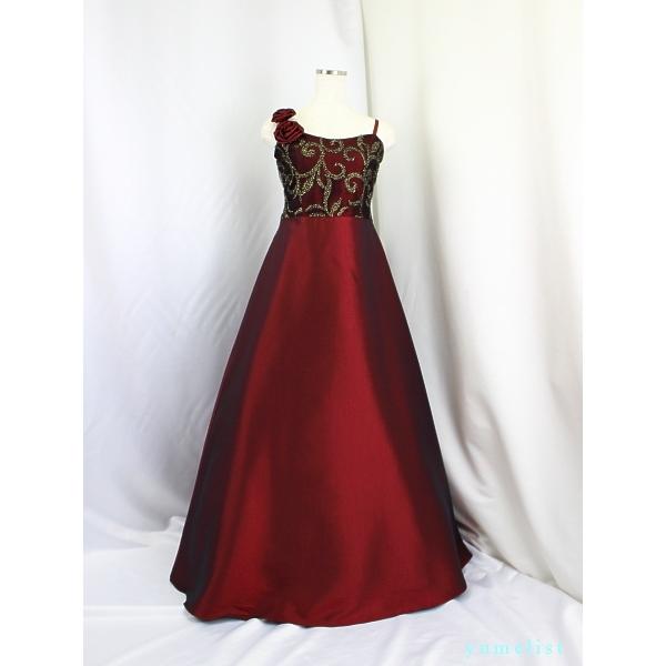 カラードレス(ワインレッド155cm)【美品】脱着カンタン【ブランド