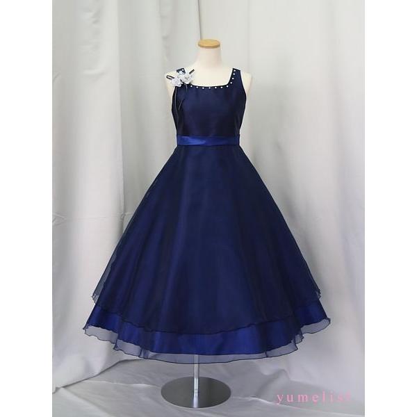 ゆめりすと 130 受注生産ドレス ゆめりすと ビクトリア v6 ネイビー 130：演奏会発表会用子供