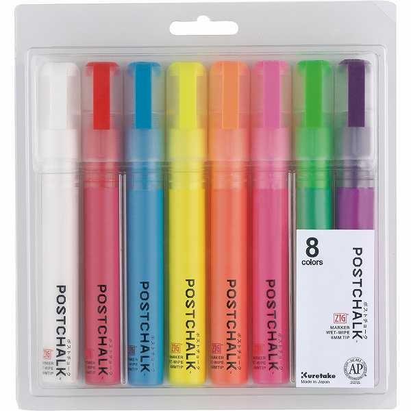 ZIG |Xg`[N 6mm POSTCHALK MARKER WET-WIPE 6MMTIP NEON 8FZbg POST-500A/8VB