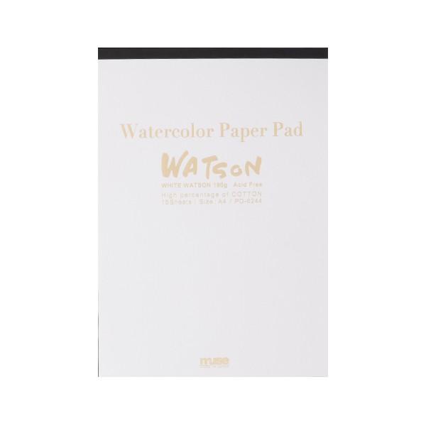 ミューズ 水彩紙 ホワイトワトソンパッド 190g （厚口）F4サイズ 15枚綴り PD-6204